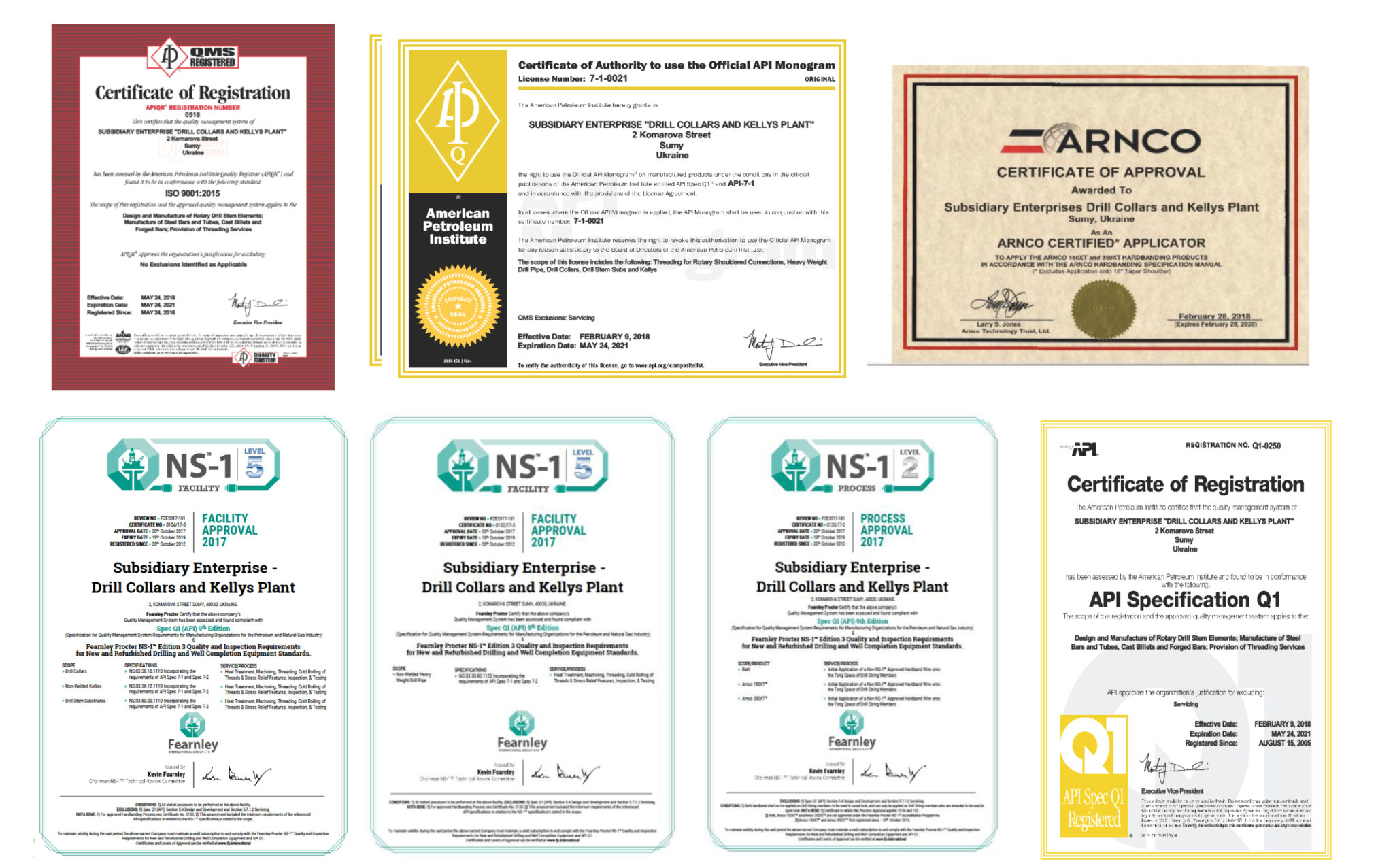 Certification Drilling Collars